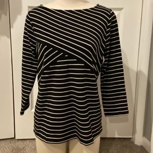 Talbots top, 3/4 sleeve, black/white, medium